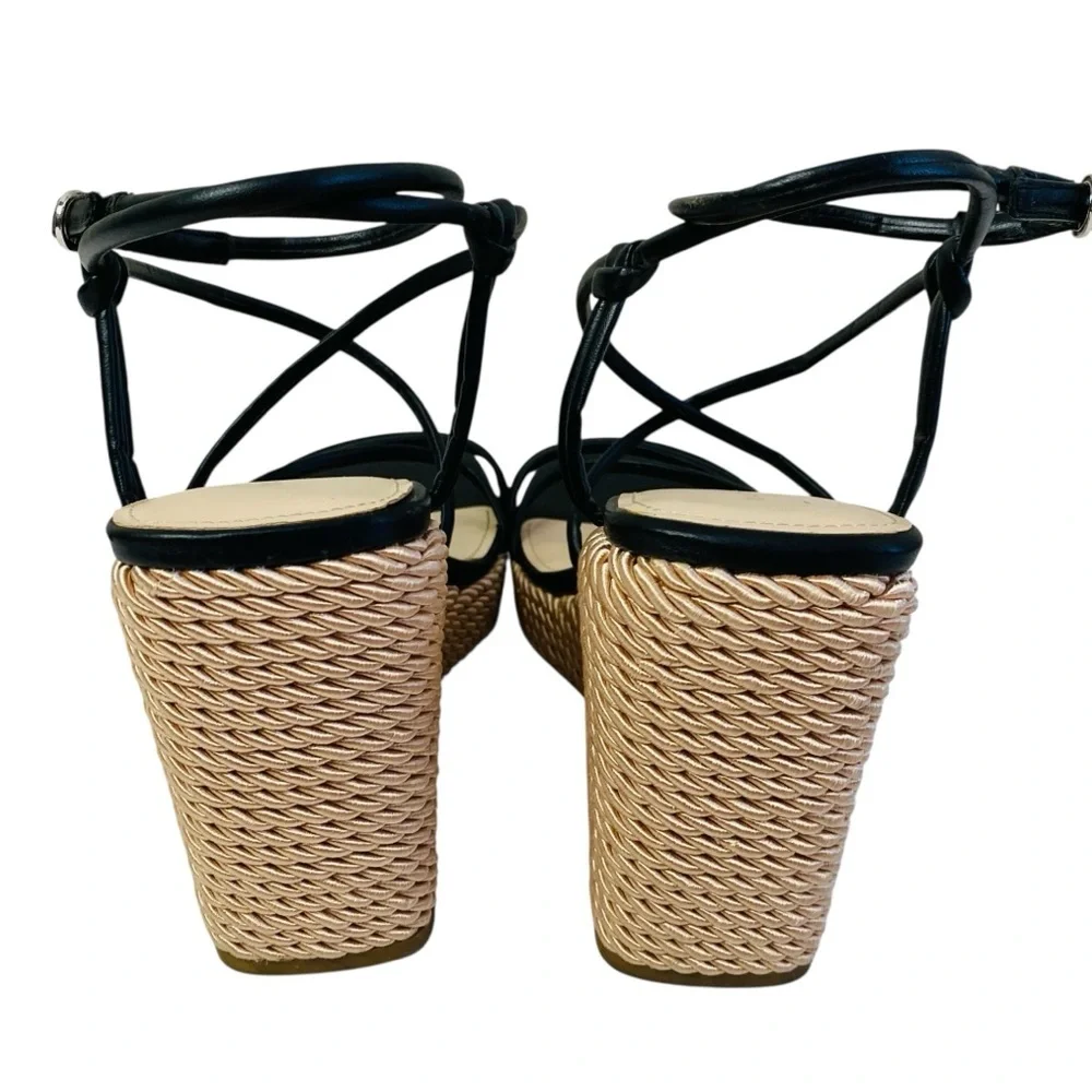 Marc Fisher Zarah Black Ankle Strap Wedge Platform Sandals Size 11